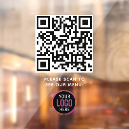QR-Code Schwarzes Menü Logo Kontaktlos Modernes Ca Fensteraufkleber