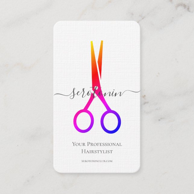 QR Code Scissy Hairstylist Business Card Visitenkarte (Vorderseite)
