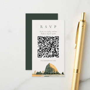 QR-Code Sea Stacks Oregon Küstenstrand Hochzeit Begleitkarte