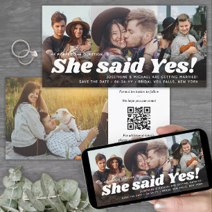 QR Code Sie sagte Ja! Hochzeitsantrag 4 Fotos Save The Date