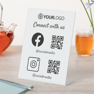 QR Code Signature Instagramm Facebook Business Soc Sockelschild