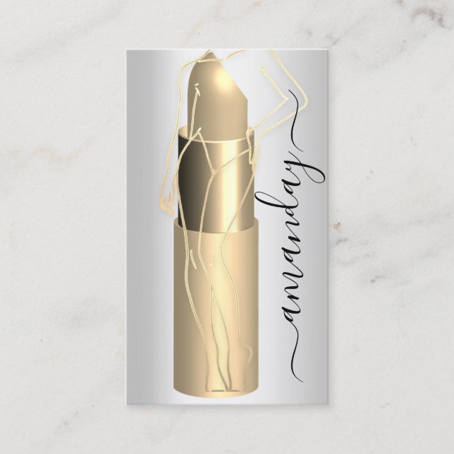 QR-Code-Silber für berufliches Makeup-Body-Lipstic Visitenkarte (Vorderseite)