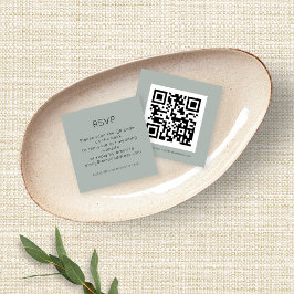 QR Code Silver Sage Green Wedding RSVP Enclosure Begleitkarte