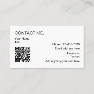 QR Code Simple Promotional Business Cartes de cont