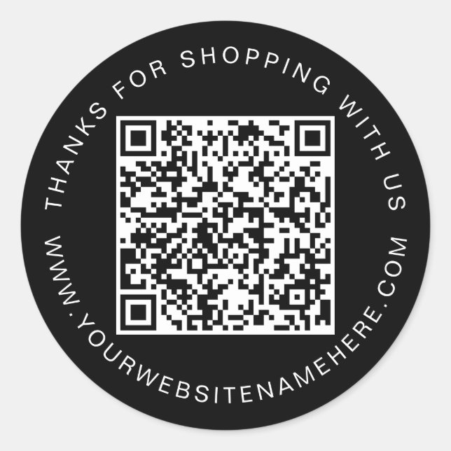 QR Code Small Business Website Black Runder Aufkleber (Vorderseite)