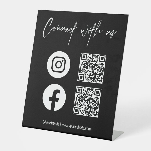 QR Code Social Media Connect mit US Business Sockelschild (Vorderseite)