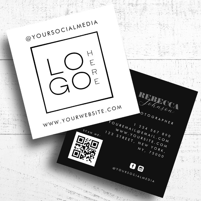 QR Code Social Media - Foto für das Schwarz-Logo Quadratische Visitenkarte (Von Creator hochgeladen)