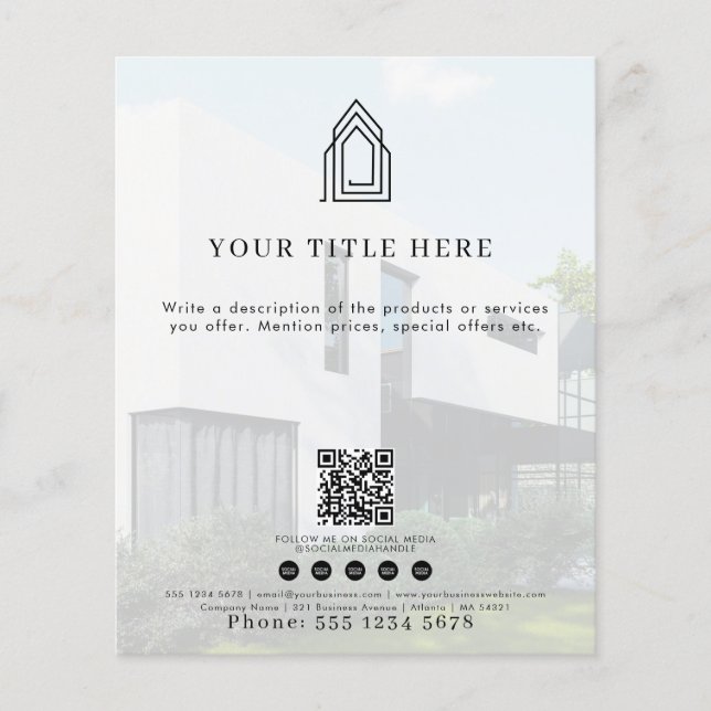 QR Code Social Media Foto für moderne Geschäftslog Flyer (Vorne)