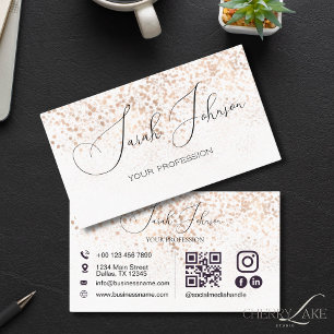 QR-Code Social Media Gold Glitter Visitenkarte