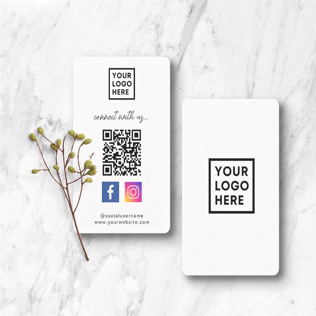 QR Code Social Media Verbinden Sie uns White Visitenkarte (Von Creator hochgeladen)