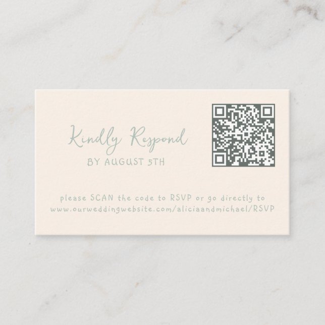 QR-Code Sommer Küstenstrand Website RSVP Begleitkarte (Vorderseite)