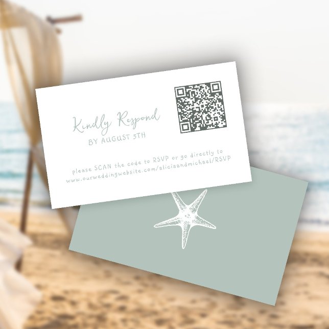 QR-Code Sommer Küstenstrand Website RSVP Begleitkarte (Von Creator hochgeladen)
