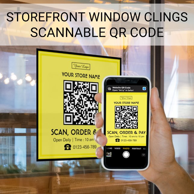 QR-Code speichern | Scannen, Bestellen und Bezahle Fensteraufkleber (Von Creator hochgeladen)