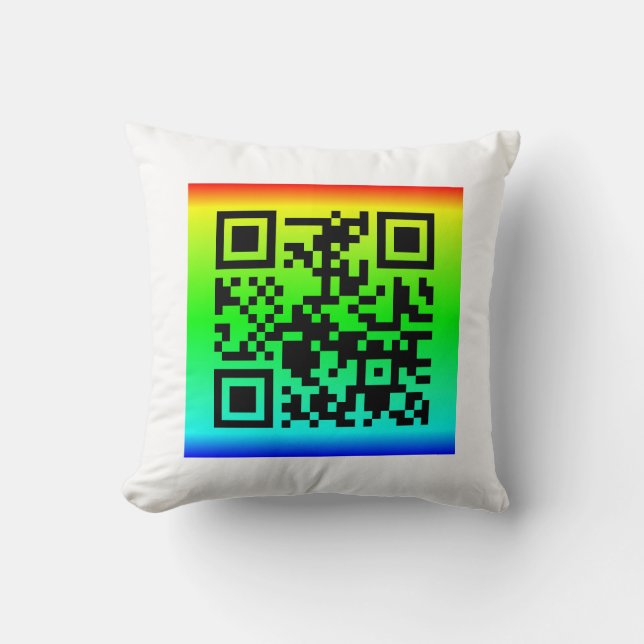 QR-Code®-Sprichwort: ALLES WIRD GEÖFFNET Kissen (Vorderseite)