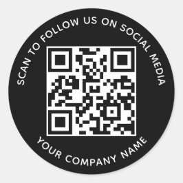 QR-Code-Sticker für Social Media Schwarzer Scan fo Runder Aufkleber