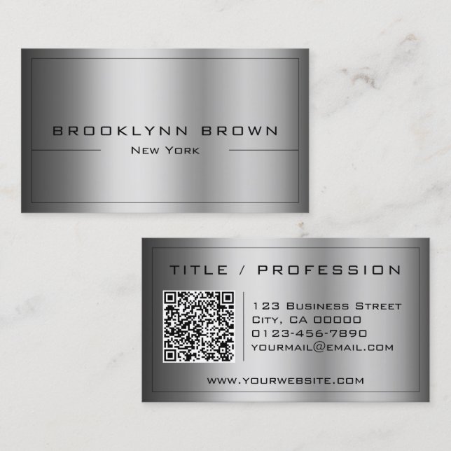 QR-Code Stilvolle dunkle Silber Farbe Farbe Farbsc Visitenkarte (Vorne/Hinten)