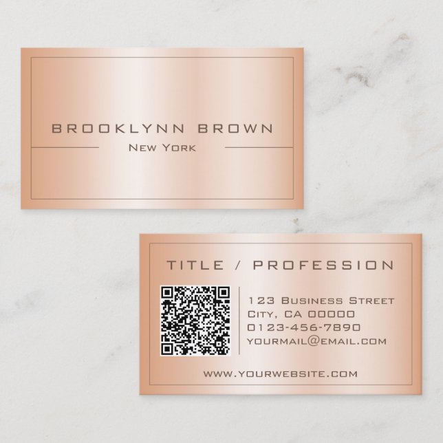 QR-Code Stilvolle Rose Gold Farbschimmer Visitenkarte (Vorne/Hinten)