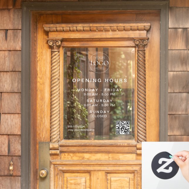 QR-Code-Store-Öffnungszeiten des Chic Business-Log Fensteraufkleber (Haustür)