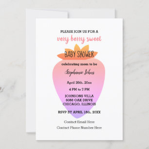 QR Code Strawberry Pink Baby Shower Baby Girl Einladung
