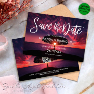 QR-Code - Summer Beach Save the Date Card Einladung