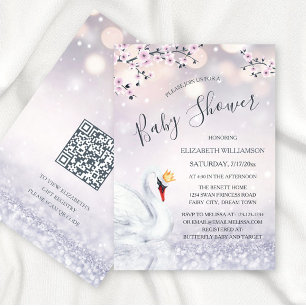 QR-Code   Swan Princess Mauve   Babydusche Einladung