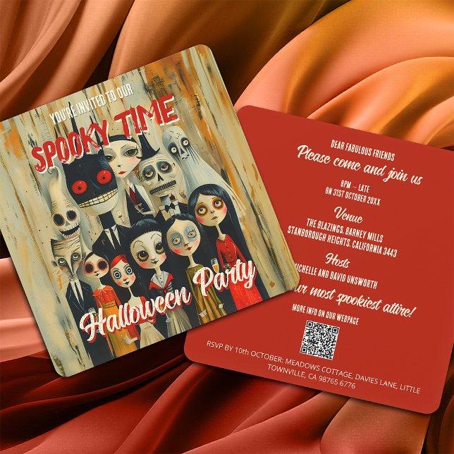 QR Code Temps Éffrayant Halloween Invitation (Créateur téléchargé)