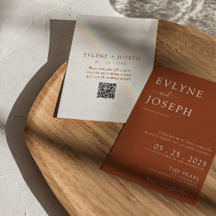 QR Code Terracotta Minimalistisch Boho Moderne Hoc Einladung