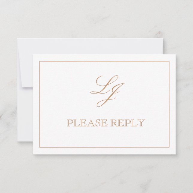 QR Code Terracotta Script Monogram Wedding RSVP (Vorderseite)
