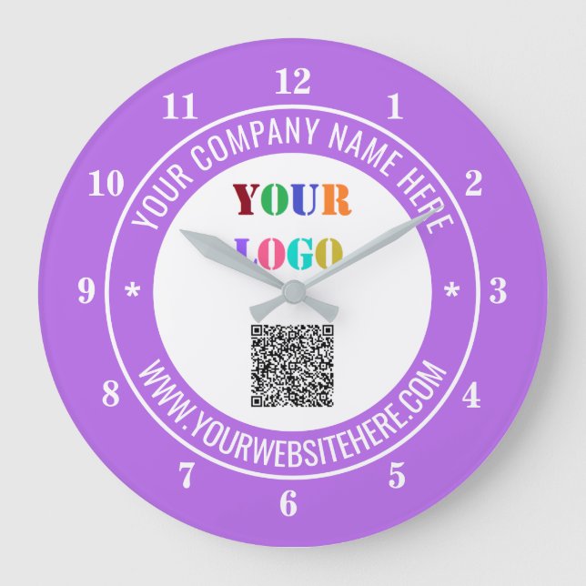 QR-Code-Text-Logo und Farben - Werbeaufsicht Große Wanduhr (Vorderseite)