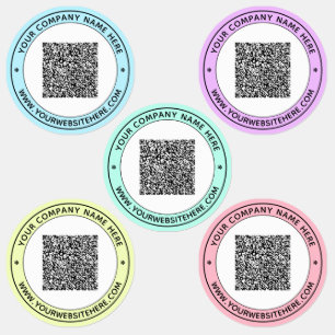 QR Code Texte et Couleurs Étiquettes Société promo
