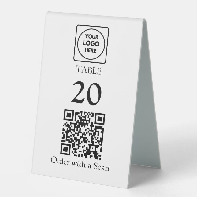QR-Code-Tischnummer | Restaurant Café Tischaufsteller (Vorderseite)