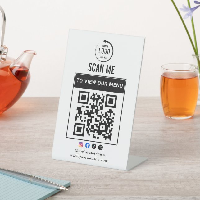 QR-Code-Tischschild | Digitales Menü-Ständerschild Sockelschild (In SItu)