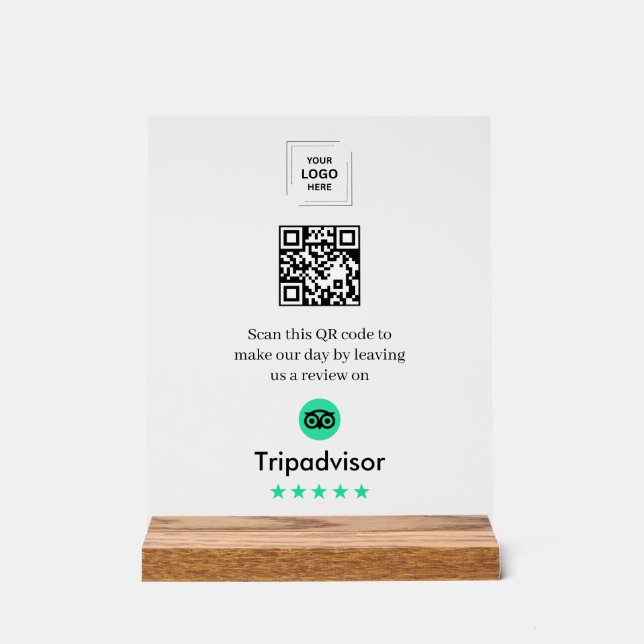 QR-Code Tripadvisor-Bewertung Acryl-Tischmodell Acrylschild (Vorderseite)