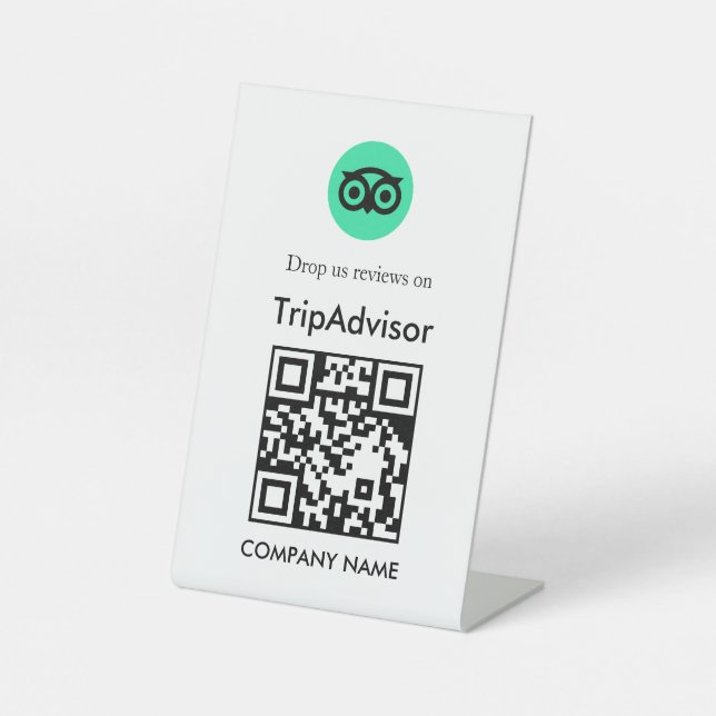 QR-Code Tripadvisor-Bewertung im Tischdesign Sockelschild (Vorderseite)