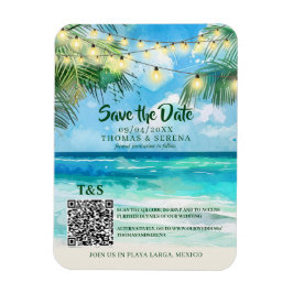 QR Code Tropical Beach Save the Date Zielort Magnet