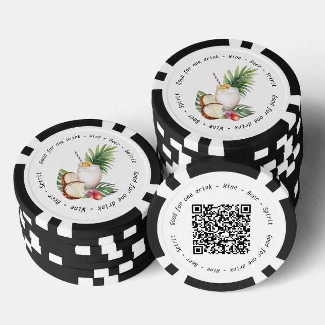 QR Code Tropical Drink Voucher für Geschäftsverans Pokerchips (Stapel)