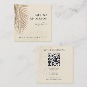 QR Code Tropical Palm Square Business Card Quadratische Visitenkarte