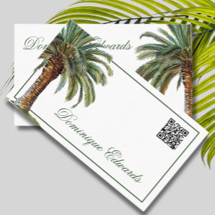 QR Code Tropical Palm Tree Green Beruflich Visitenkarte