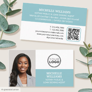 QR-Code Türkis für das Logo eines Notar Signature Visitenkarte