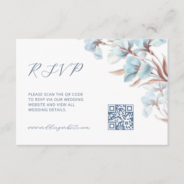QR-Code | Türkisfarbene Blumen Begleitkarte (Vorderseite)