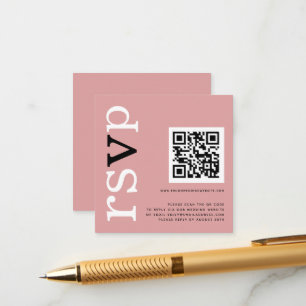 QR Code Typografie Dusty Rose Hochzeit Online-UAWG Begleitkarte