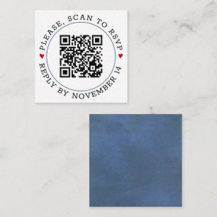 QR-Code UAWG Blauer Rand und Herz Hochzeit Begleitkarte
