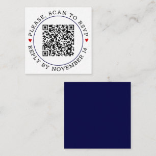 QR-Code UAWG blauer Rand und Herz Hochzeit Begleitkarte