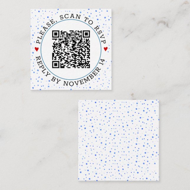 QR-Code UAWG blauer Rand und Konfetti Begleitkarte (Vorne/Hinten)