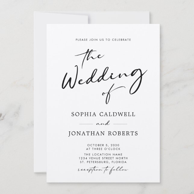 QR Code UAWG Calligraphy Kraft Paper Wedding Einladung (Vorderseite)