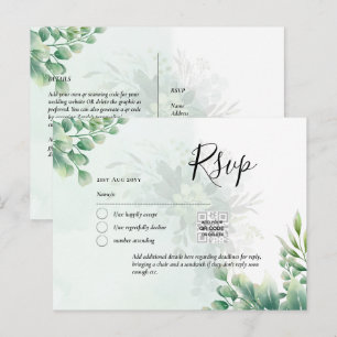 QR CODE UAWG Eucalyptus Verlasse Greenery Wedding  Postkarte