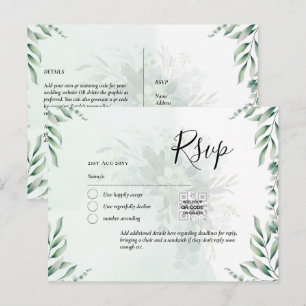 QR CODE UAWG Eucalyptus Verlasse Greenery Wedding Postkarte