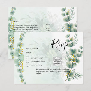 QR CODE UAWG Eucalyptus Verlasse Greenery Wedding  Postkarte