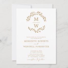 QR Code UAWG Gold auf White Monogram Wreath Weddin Einladung