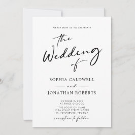 QR Code UAWG Kalligrafie Schwarz-Weiß-Hochzeit Einladung